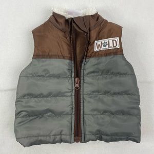 Baby Infant Size 3 Month Little Ricky’s Brown And Gray Wild Zip Up Puffer Vest